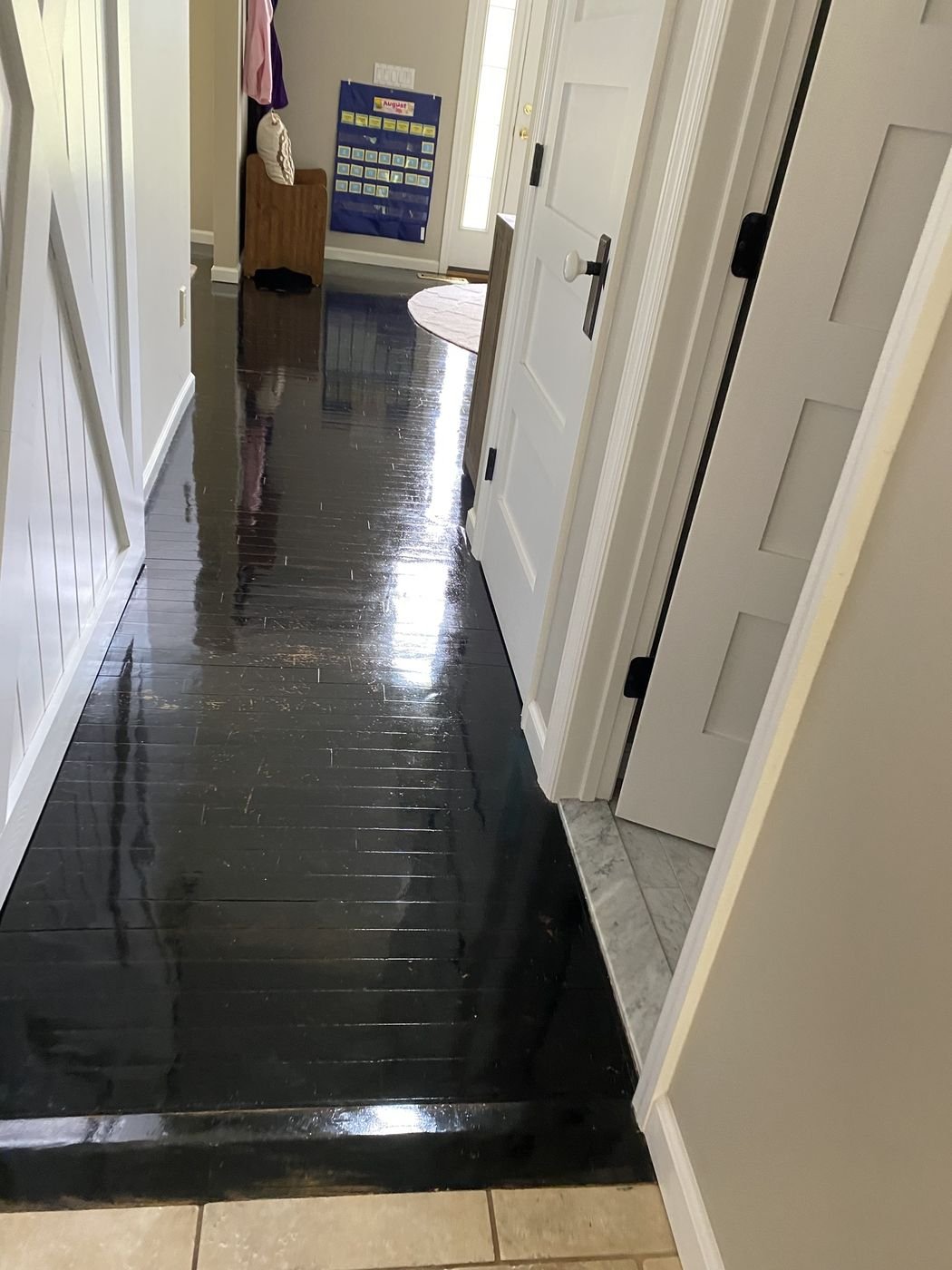 Polished hallway floors